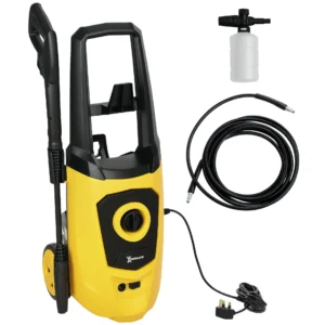 1800W High Pressure Washer | 150 Bar, 510 L/h Flow | Yellow | with Snow Foam Bottle and 6M Hose
