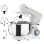 1300W Premium Kitchen Stand Mixer | 5L Bowl, 6-Speed, Tilt-Head | White | Whisk, Dough Hook and Beater Included