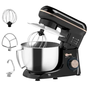 1300W Premium Kitchen Stand Mixer | 5L Bowl, 6-Speed, Tilt-Head | Black | Whisk, Dough Hook and Beater Included