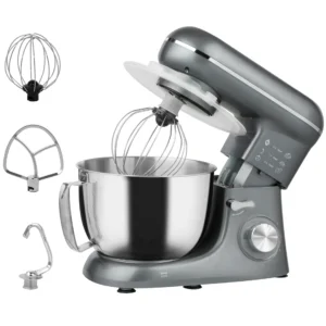 1300W Premium Kitchen Stand Mixer | 5L Bowl, 6-Speed, Tilt-Head | Silver | Whisk, Dough Hook and Beater Included